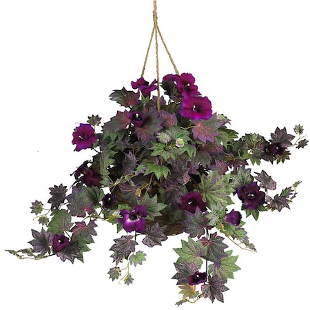 Dare2Decor Morning Glory Silk Hanging Basket- Purple DA103030